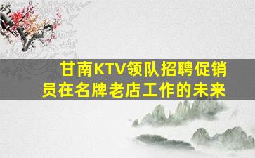 甘南KTV领队招聘促销员在名牌老店工作的未来